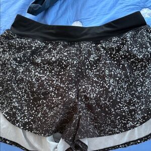 lululemon athletica Black & White Splatter-Print Running Shorts